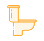 Yellow cartoon icon of a toilet.